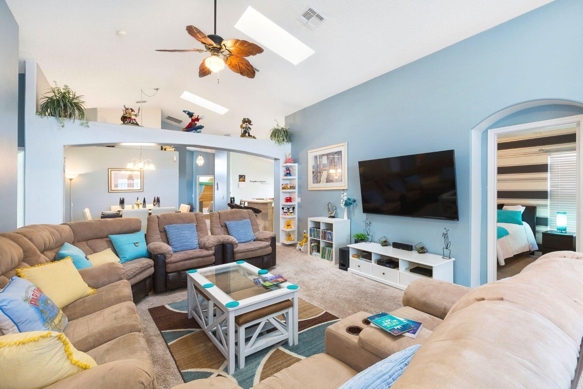Living room with large TV